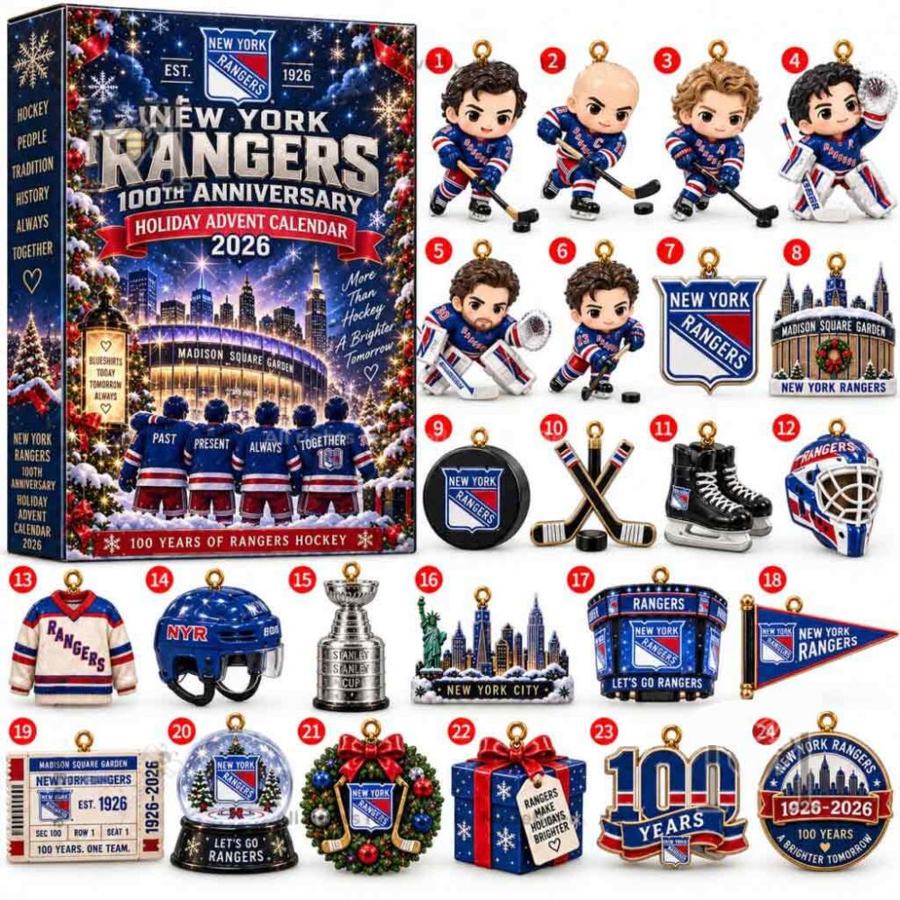 New York Rangers 100Th Anniversary Advent Calendar 2026 Hockey Heritage Collectible Gift For Brother, 3D Acrylic Collectibles