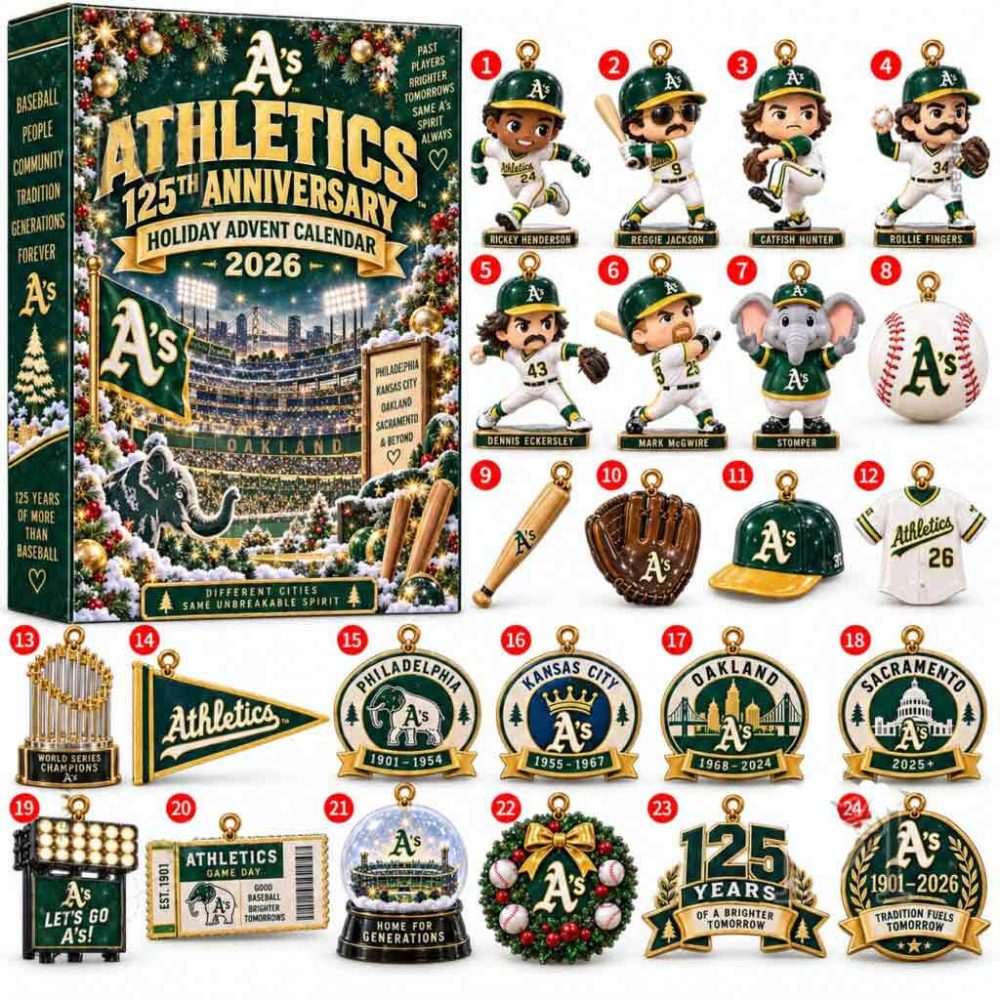 Oakland Athletics 125Th Anniversary 2026 Advent Calendar Baseball Heritage Collectible Gift For Husband, 3D Acrylic Collectibles