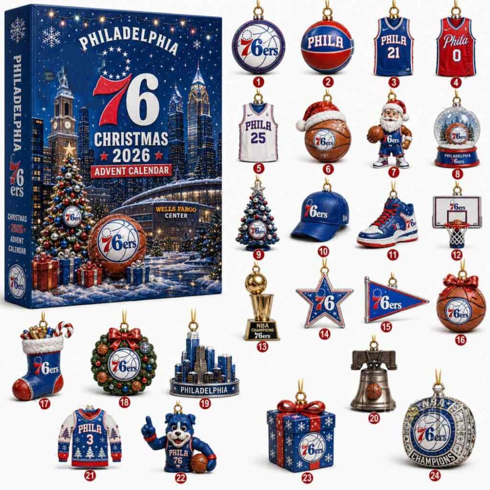 Philadelphia 76Ers Christmas 2026 Advent Calendar Basketball Holiday Collectible Gift For Him, 3D Acrylic Collectibles