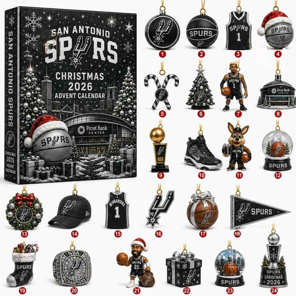 San Antonio Spurs Christmas 2026 Advent Calendar Basketball Holiday Spirit Collectible Gift For Boys, 3D Acrylic Collectibles