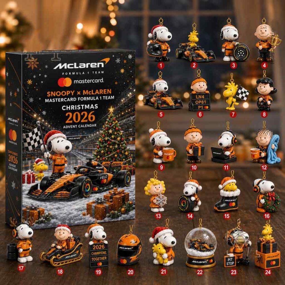 Snoopy Mclaren Mastercard Formula 1 Team Christmas 2026 Advent Calendar F1 Racing Holiday Collectible Gifts, 3D Acrylic Collectibles