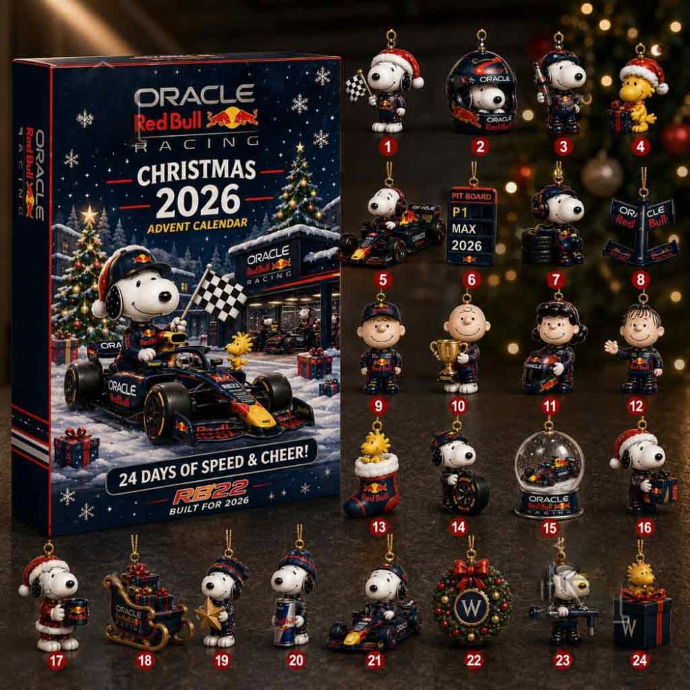 Snoopy Oracle Red Bull Racing Christmas 2026 Advent Calendar Formula 1 Racing Holiday Collectible Gift, 3D Acrylic Collectibles