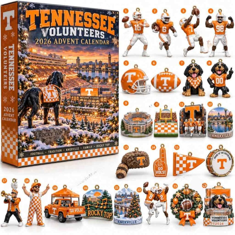 Tennessee Volunteers 2026 Advent Calendar College Football Fan Holiday Collectible Gift For Boys, 3D Acrylic Collectibles