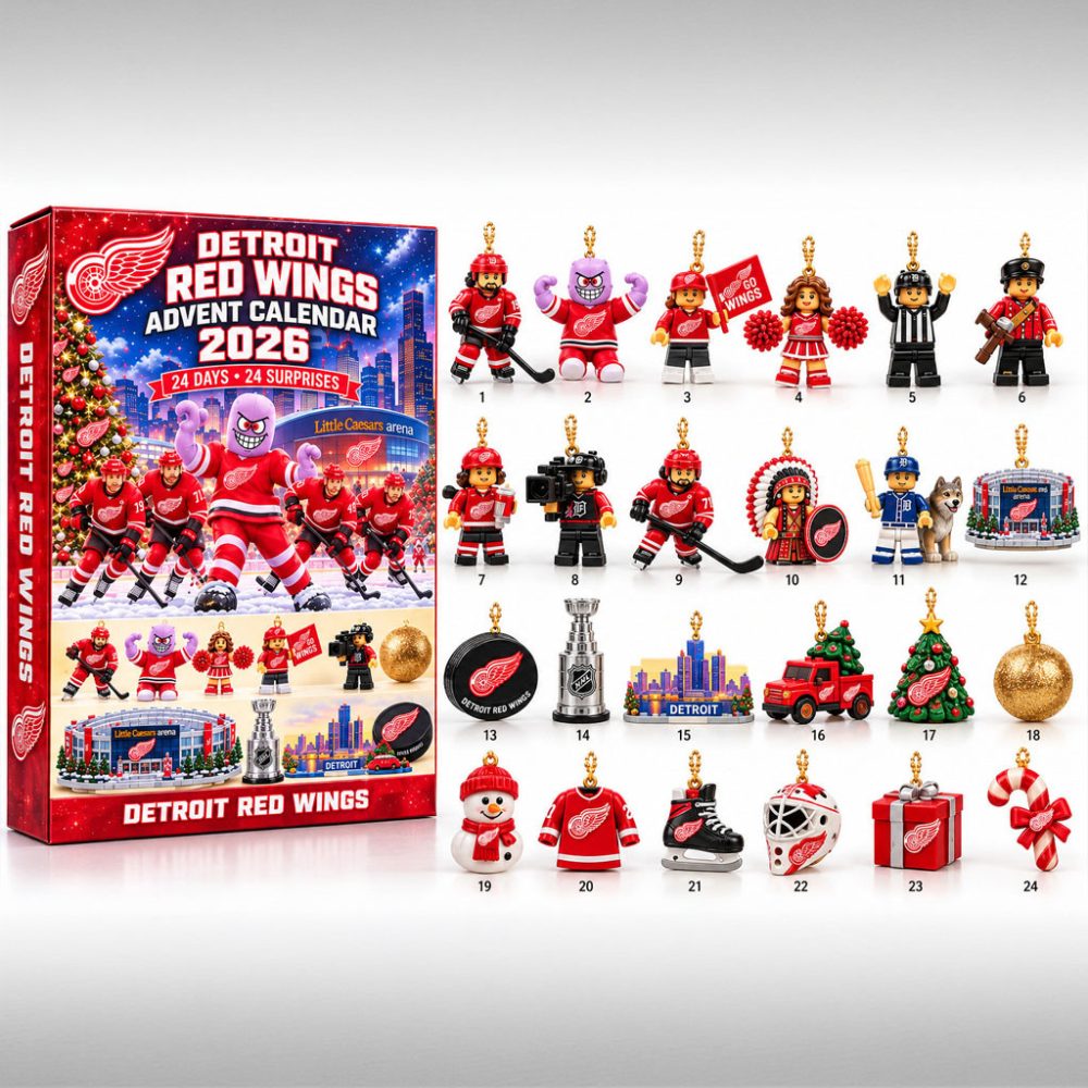 Detroit Red Wings Advent Calendar 2026 Christmas Tree Ornaments Red Wings Merch Hockey Fan Gift