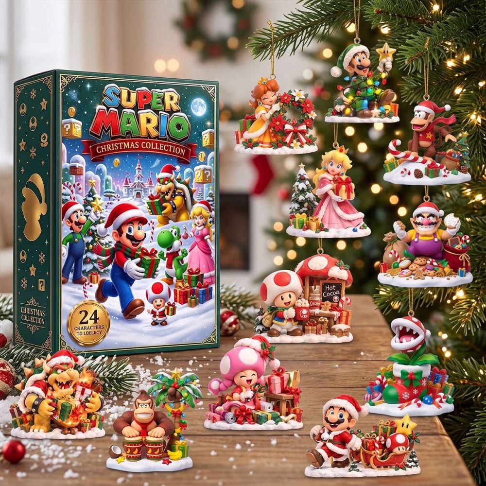 Super Mario Advent Calendar Game Retro Christmas Ornaments Blind Box Super Mario Merch