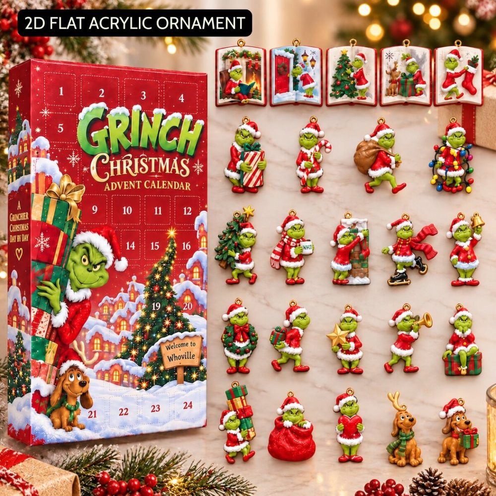 The Grinch Christmas Advent Calendar 2026 24 Day Christmas Countdown Box Gift Ideas, 3D Acrylic Collectibles