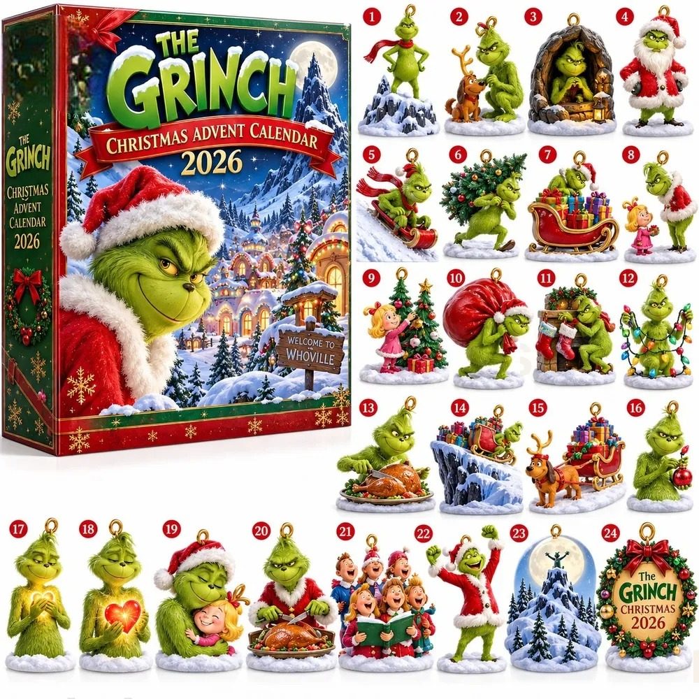 The Grinch Christmas Advent Calendar 2026 Christmas Countdown Gift For Him, 3D Acrylic Collectibles