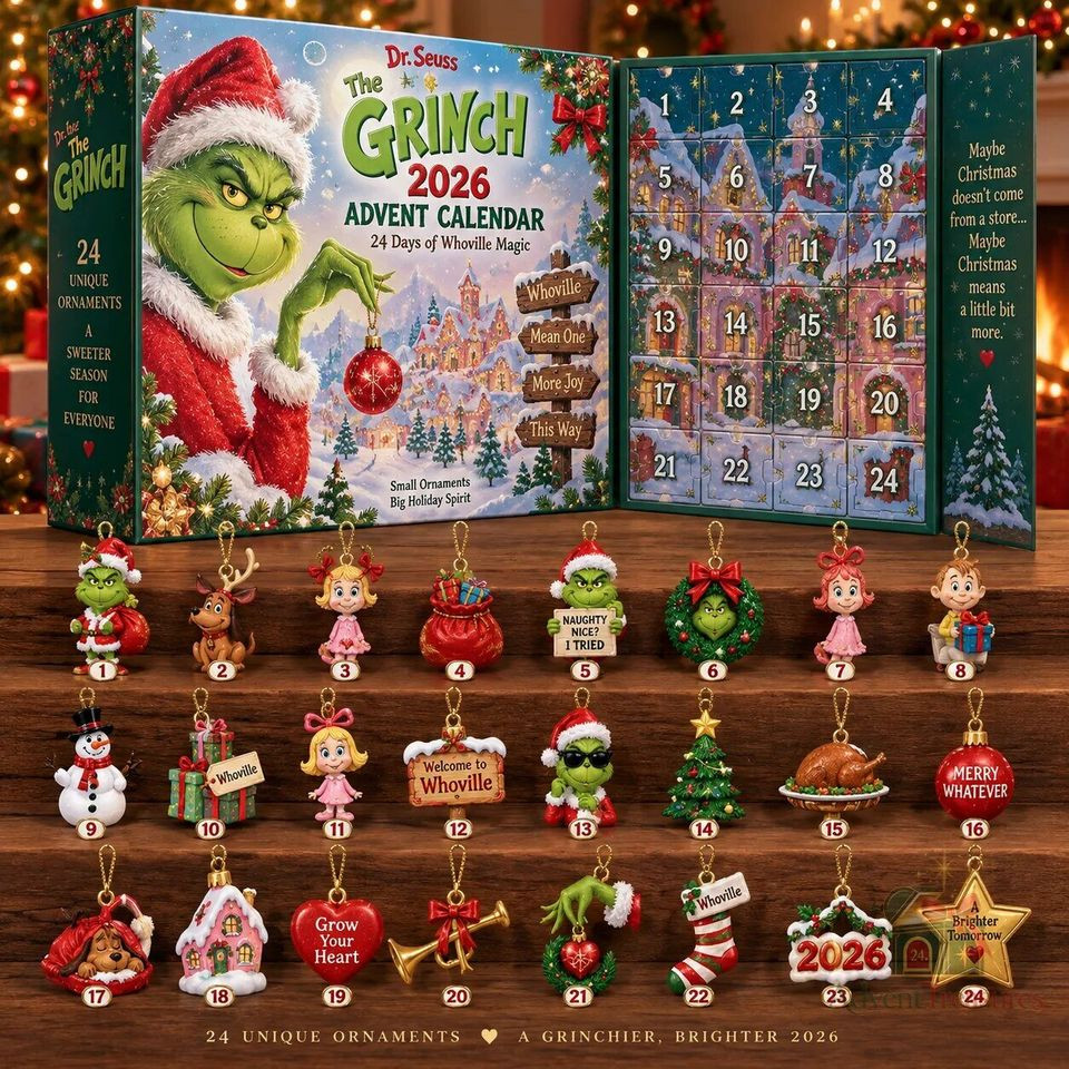 The Grinch Christmas Advent Calendar 2026 24 Day Christmas Countdown Box Best Gift Ideas, 3D Acrylic Collectibles