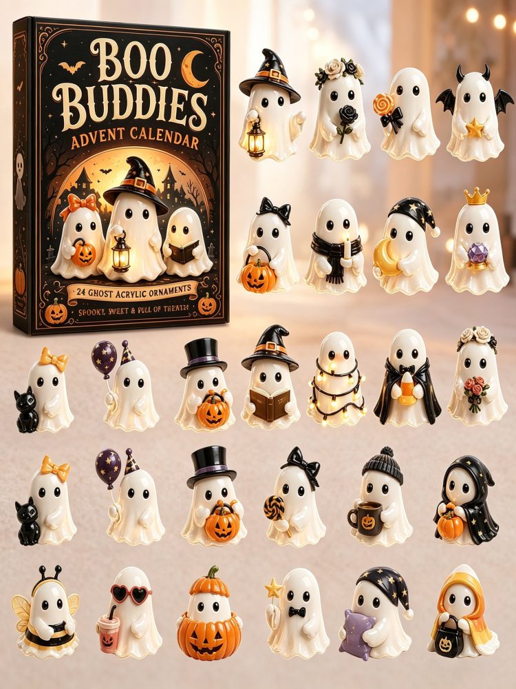 Halloween Boo Buddies Advent Calendar 2026 Cute Halloween Decor Gifts For Halloween Lovers, 3D Acrylic Collectibles