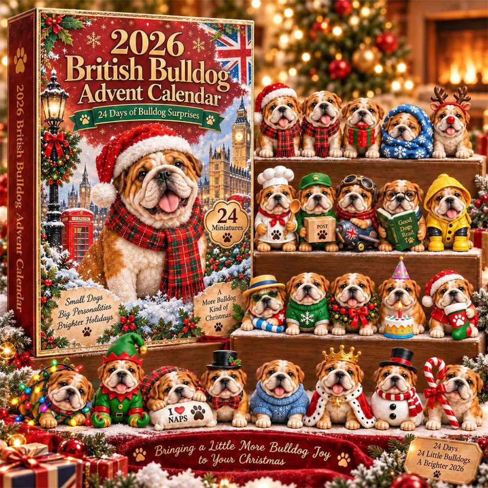2026 British Bulldog Advent Calendar Christmas Tree Ornaments Gift For Bulldog Lovers