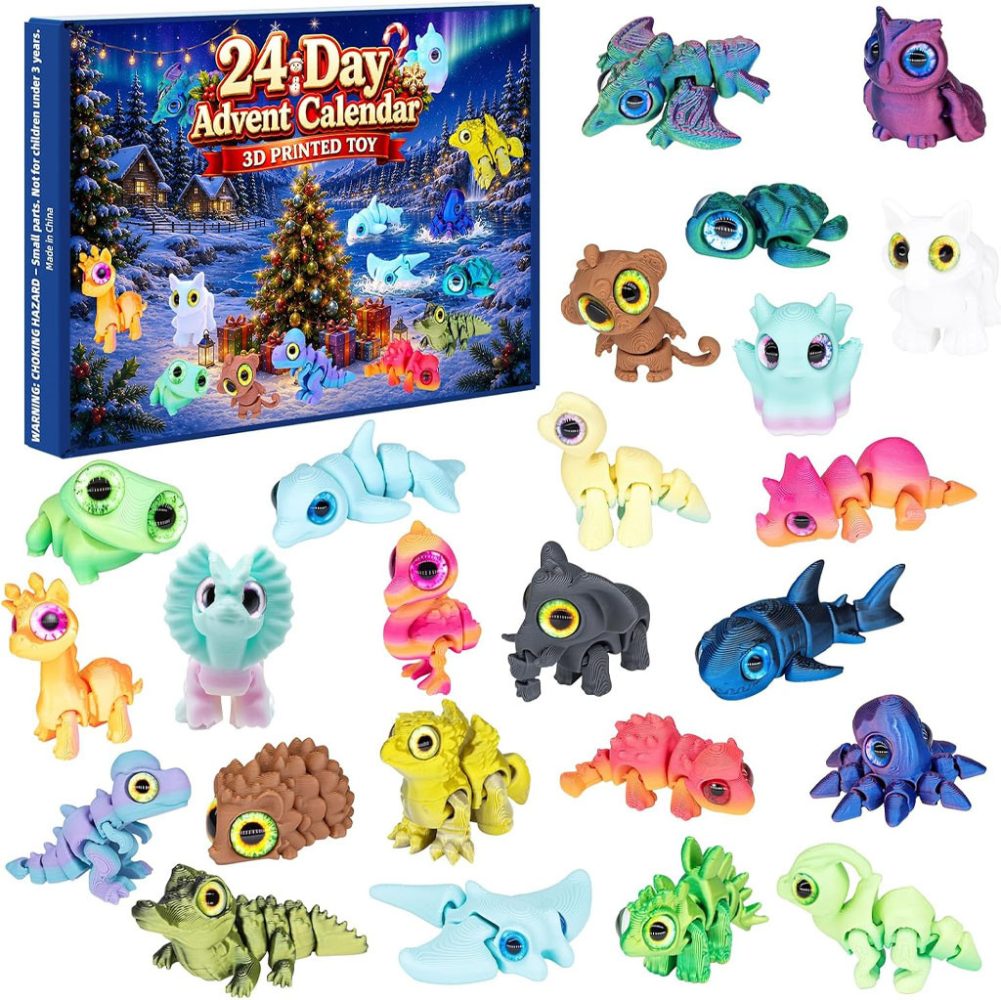 Animals Christmas Advent Calendar Holiday Ornaments Countdown Box Xmas Gift For Son