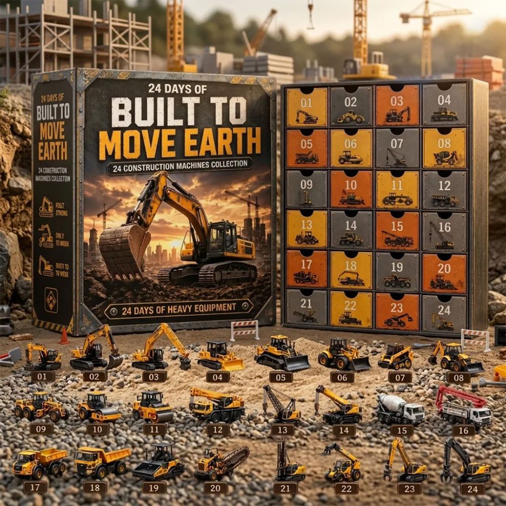 Built To Move Earth Construction Advent Calendar Heavy Equipment Christmas Ornaments Xmas Gifts