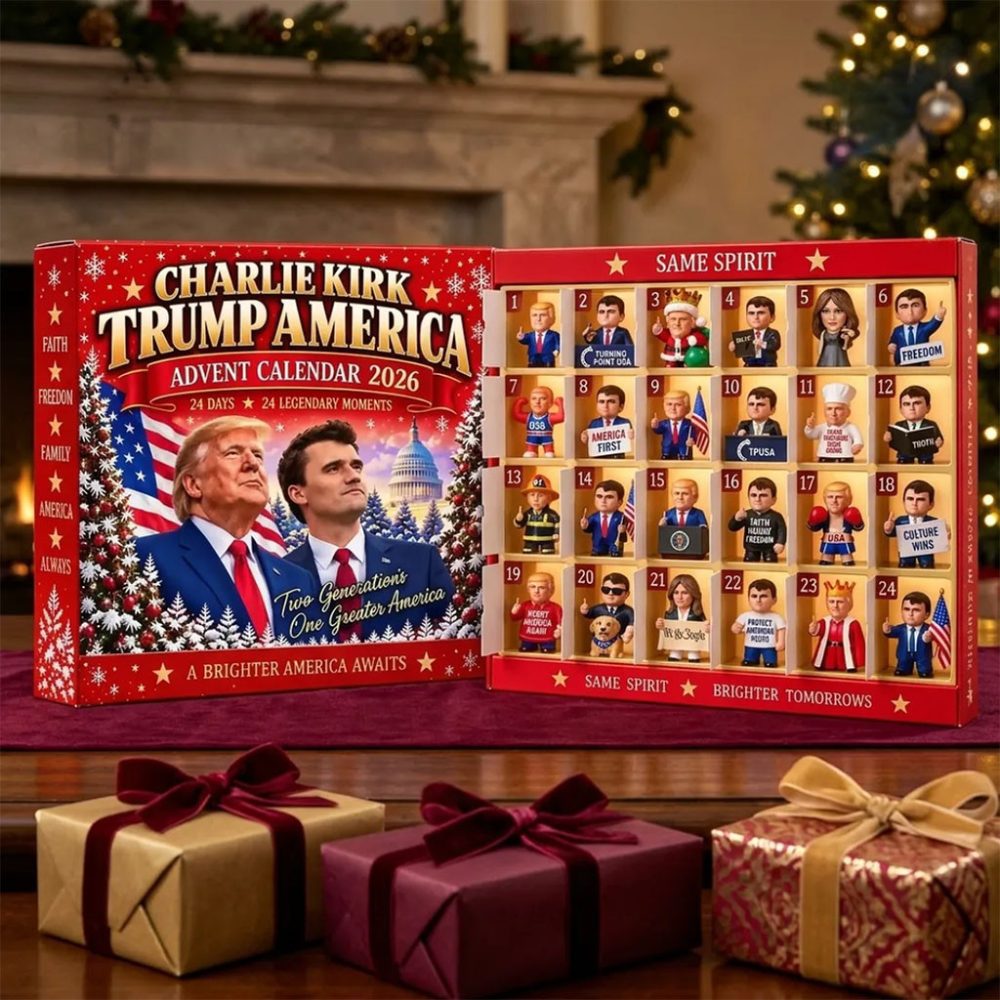 Charlie Kirk Trump America Advent Calendar 2026 Patriotic Christmas Ornaments Maga Merch Gifts