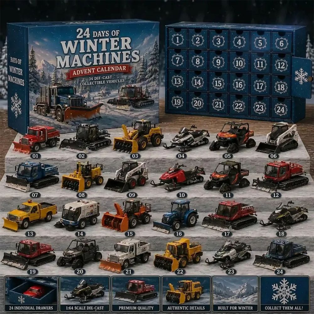 Winter Machines Advent Calendar 2026 Heavy Equipment Diecast Christmas Ornaments Xmas Gifts