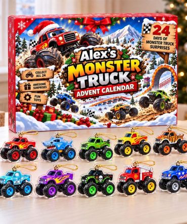 Personalized Monster Trucks Advent Calendar Christmas Tree Ornaments Gift For Truck Lovers