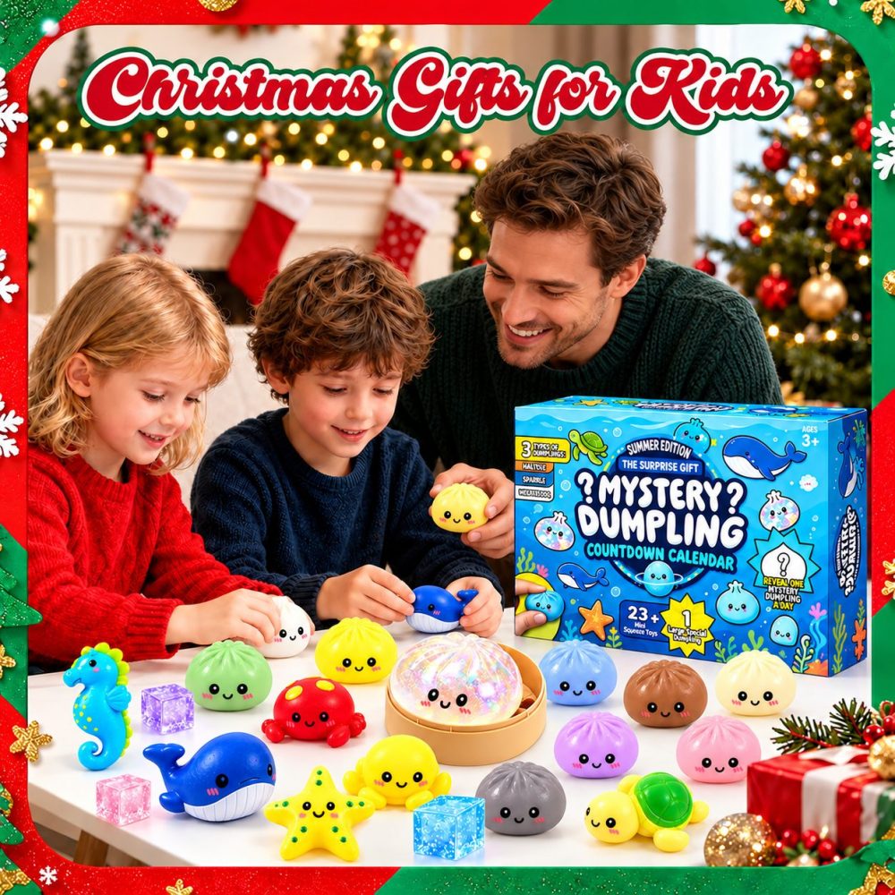 Mystery Dumpling Christmas Advent Calendar 24 Days Of Dumpling Blindbox Xmas Gifts, 3D Acrylic Collectibles