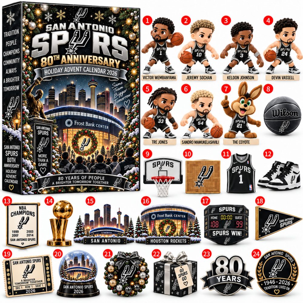 San Antonio Spurs Basketball Christmas Advent Calendar 2026 Xmas Countdown Gift For Fans, 3D Acrylic Collectibles