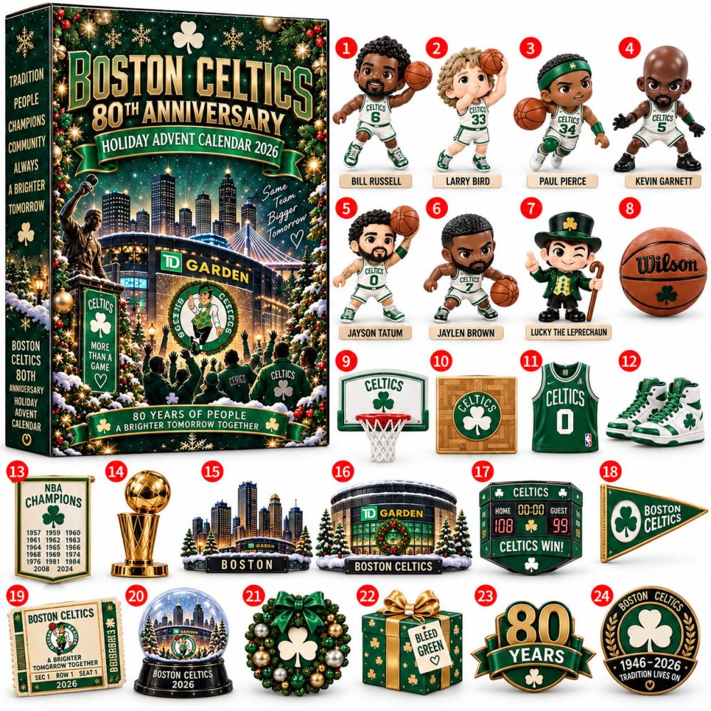 Boston Celtics Basketball Christmas Advent Calendar 2026 Xmas Countdown Gift For Fans, 3D Acrylic Collectibles