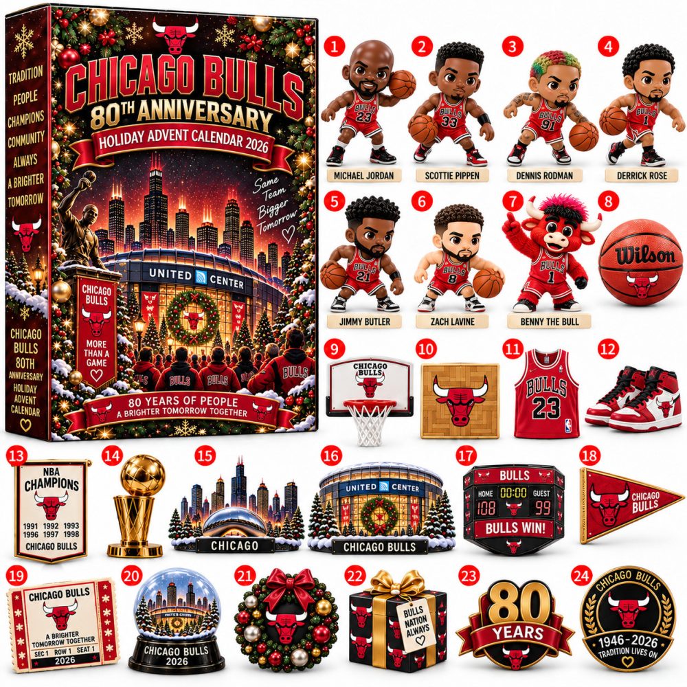 Chicago Bulls Basketball Christmas Advent Calendar 2026 Xmas Countdown Gift For Fans, 3D Acrylic Collectibles