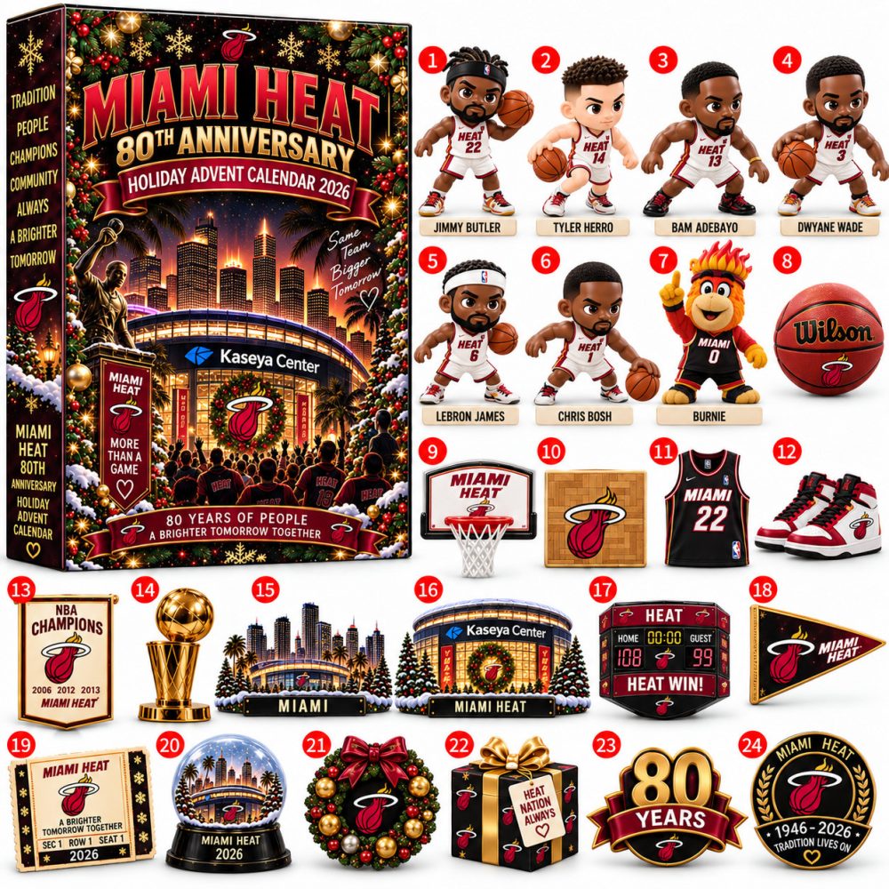 Miami Heat Basketball Christmas Advent Calendar 2026 Xmas Countdown Gift For Friends, 3D Acrylic Collectibles