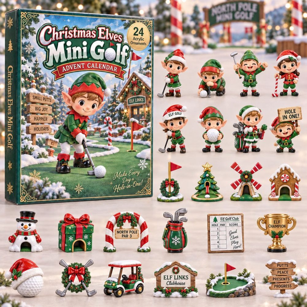 Elf Merch Christmas Elves Mini Golf Advent Calendar 2026 24 Day Holiday Christmas Gifts, 3D Acrylic Collectibles