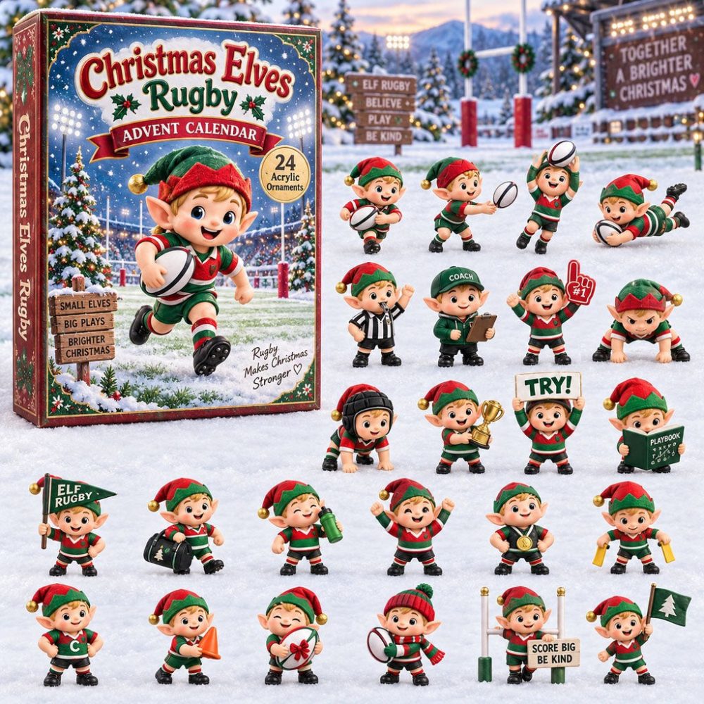 Elf Merch Christmas Elves Rugby Advent Calendar 2026 24 Day Christmas Countdown Blind Box, 3D Acrylic Collectibles