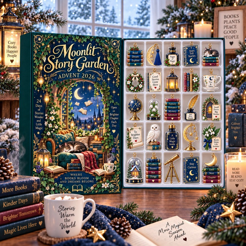 Moonlit Story Garden Advent Calendar Enchanted Booklover Holiday Countdown Decor Gifts For Readers, 3D Acrylic Collectibles