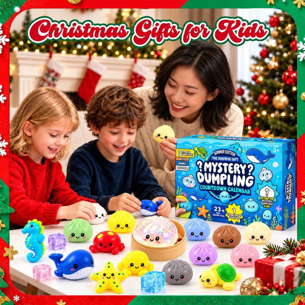 Dumpling Squishy Advent Calendar 24 Days Of Mystery Dumpling Blindbox Xmas Gifts Ideas, 3D Acrylic Collectibles