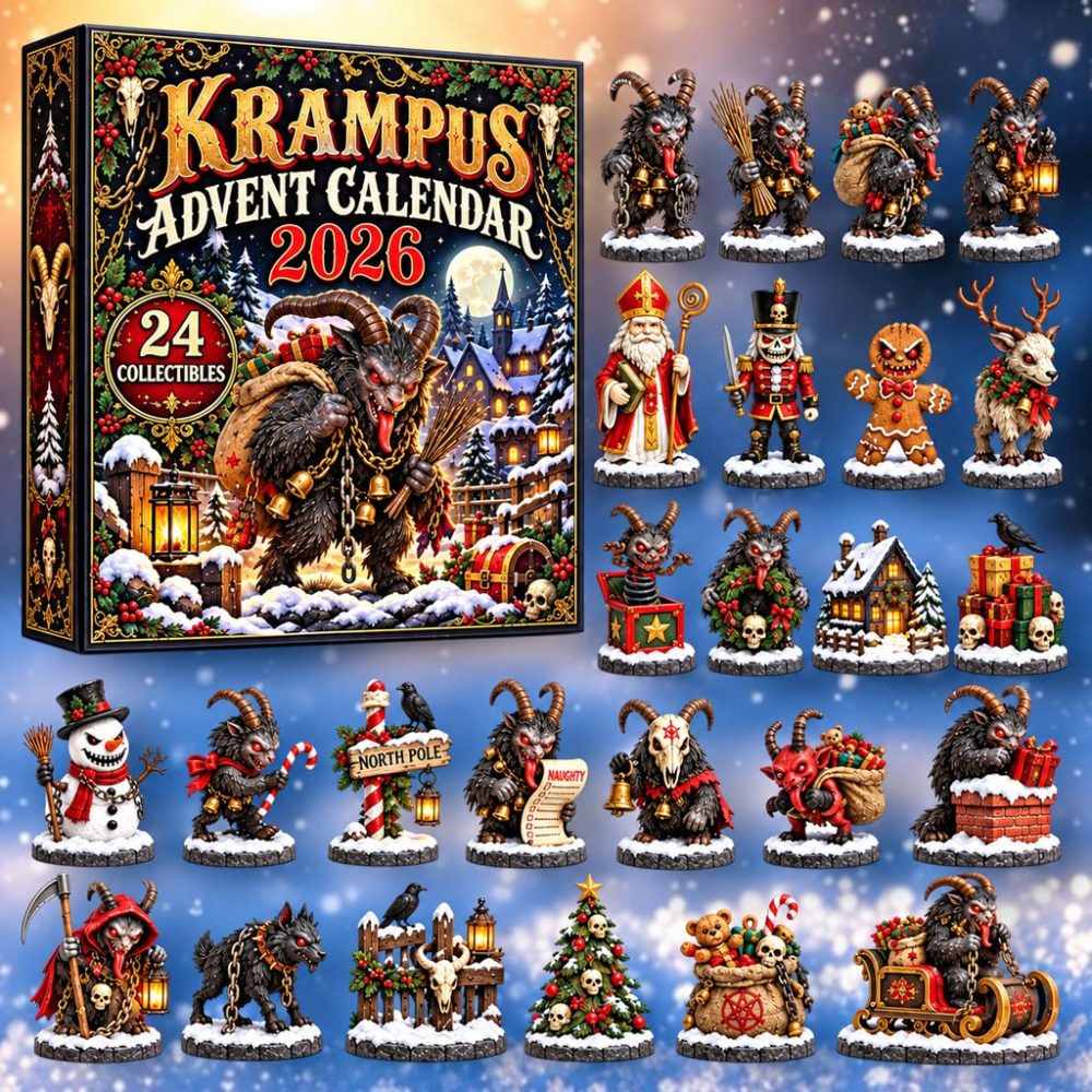 Krampus Advent Calendar 2026 Christmas Countdown Dark Fantasy Horror Xmas Tree Ornaments