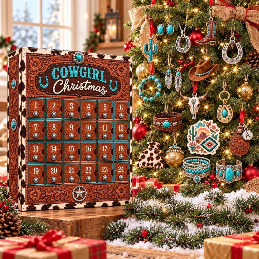 Western Cowgirl Advent Calendar 2026 Christmas Ornament Gift Set Gifts For Hoiliday