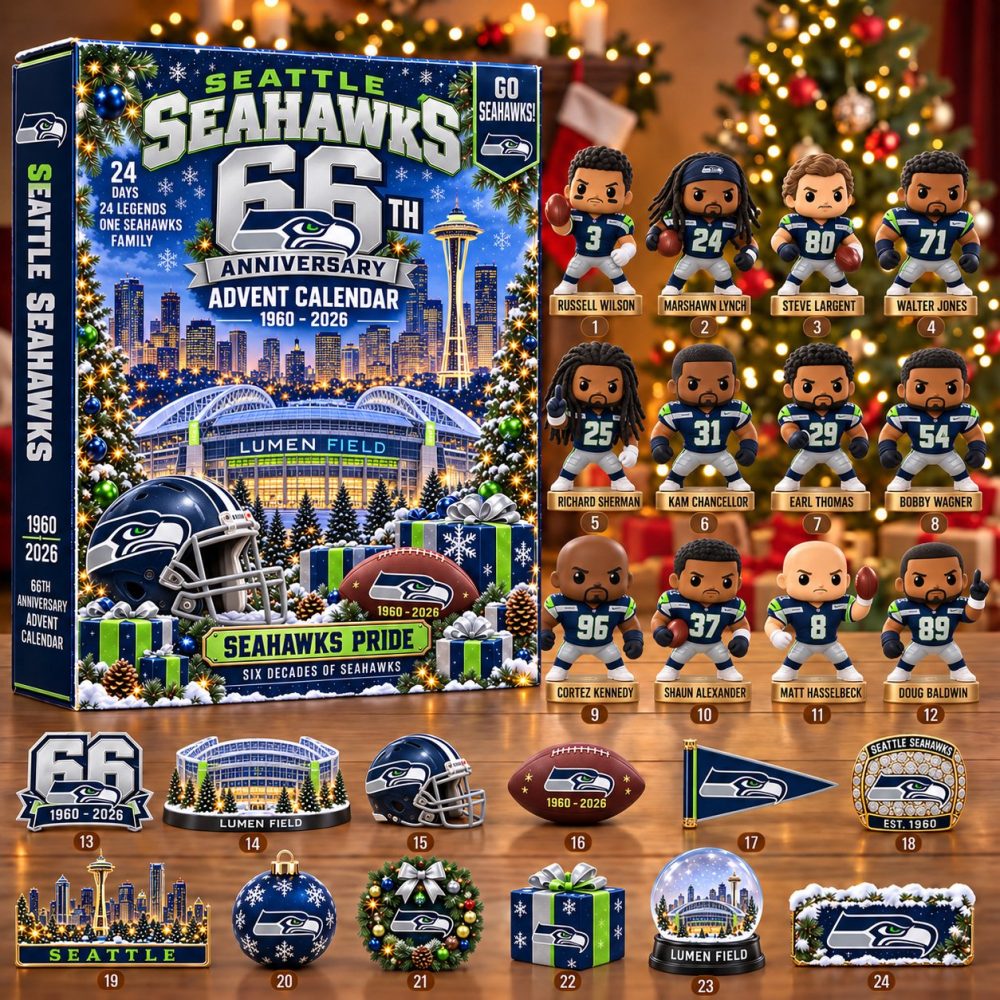 Seattle Seahawks Football 2026 Anniversary Advent Calendar Seahawks Pride Merch Christmas Countdown Gift, 3D Acrylic Collectibles