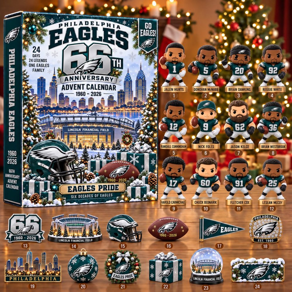 Philadelphia Eagles Football 2026 Anniversary Advent Calendar Eagles Pride Merch Christmas Countdown Gift, 3D Acrylic Collectibles