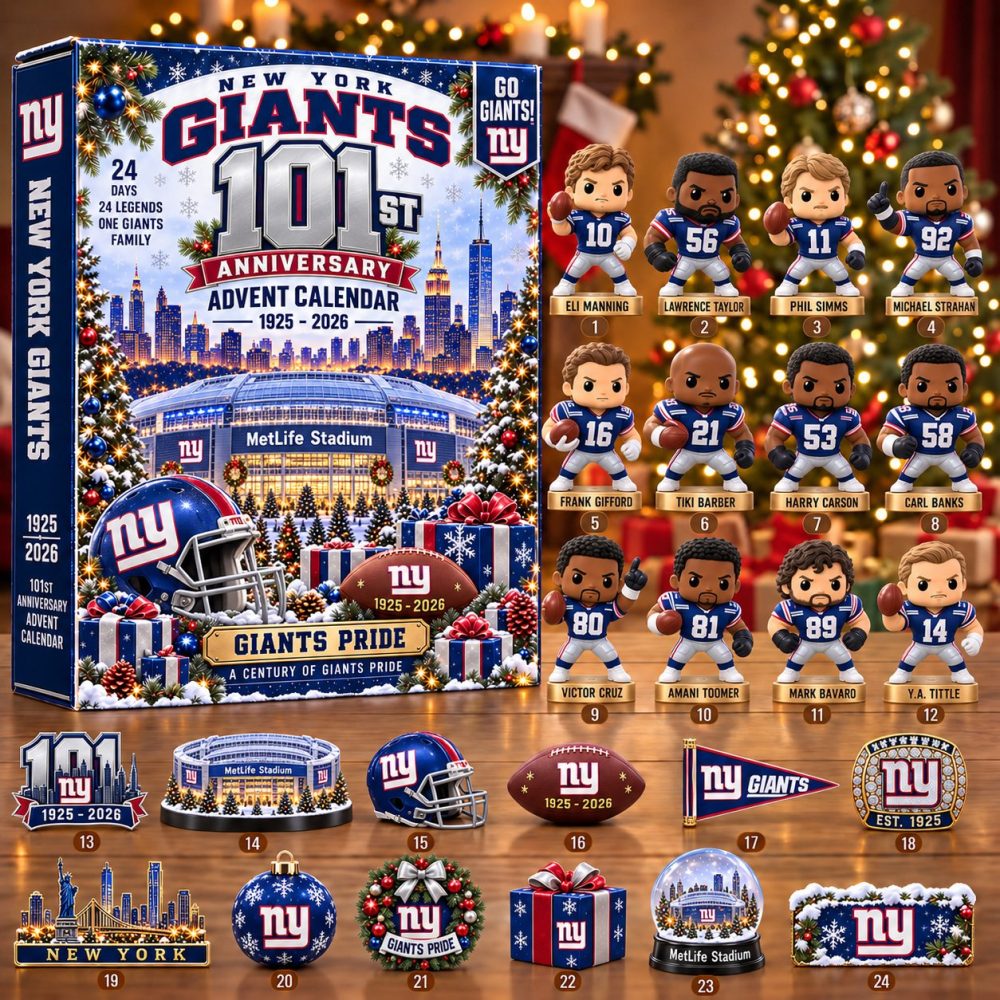 New York Giants Football 2026 Anniversary Advent Calendar Giants Pride Merch Christmas Countdown Gift, 3D Acrylic Collectibles