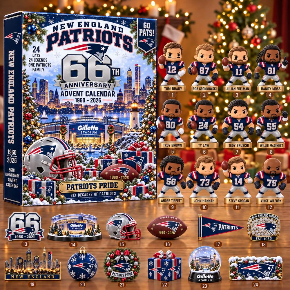 New England Patriots Football 2026 Anniversary Advent Calendar Christmas Countdown Gift For Fan, 3D Acrylic Collectibles