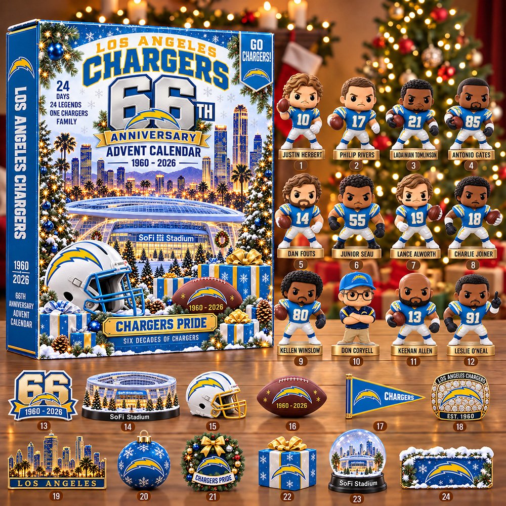 Los Angeles Chargers Football 2026 Anniversary Advent Calendar Christmas Countdown Gift Ideas, 3D Acrylic Collectibles