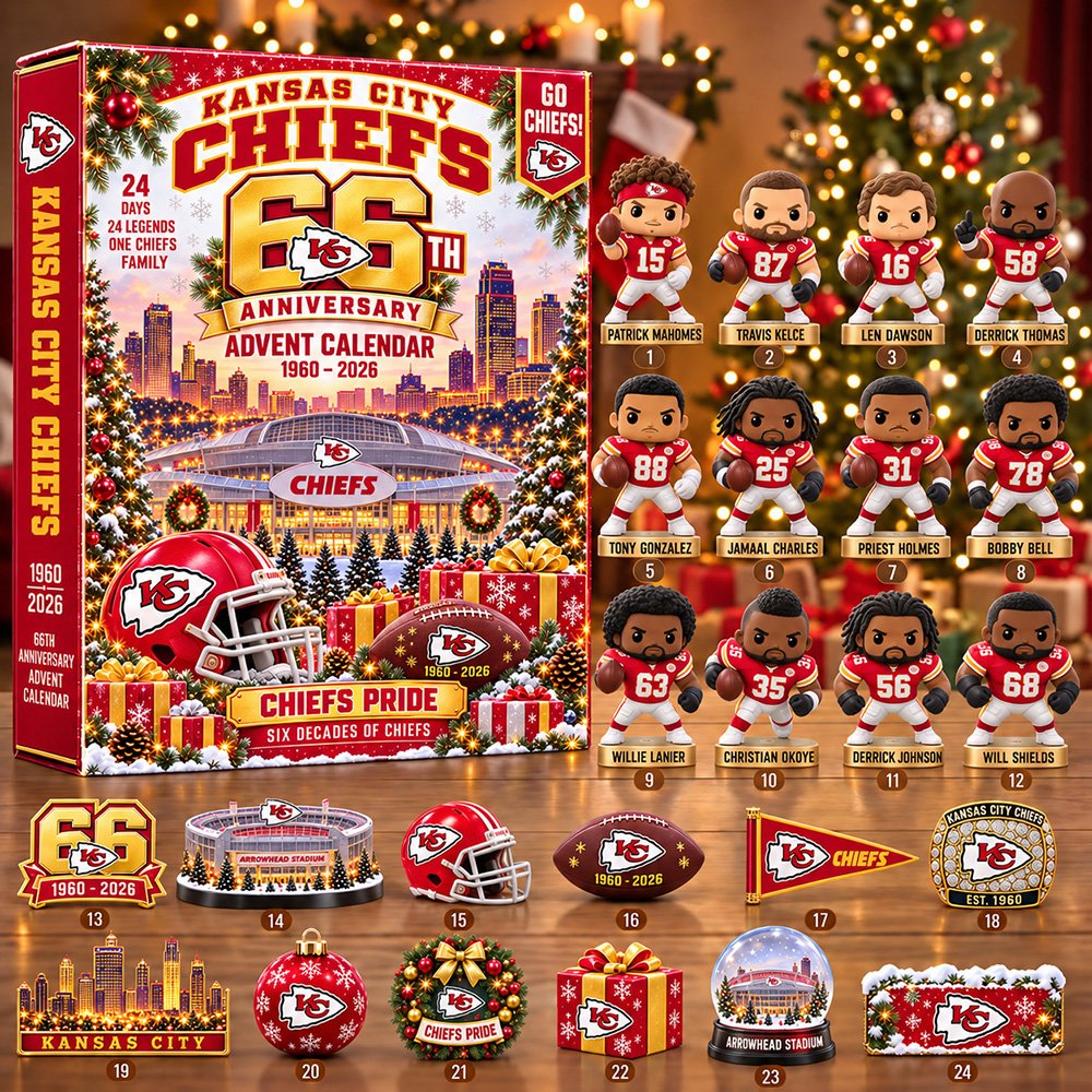 Kansas City Chiefs Football 2026 Anniversary Advent Calendar Kansas City Chiefs Merch Christmas Gift, 3D Acrylic Collectibles