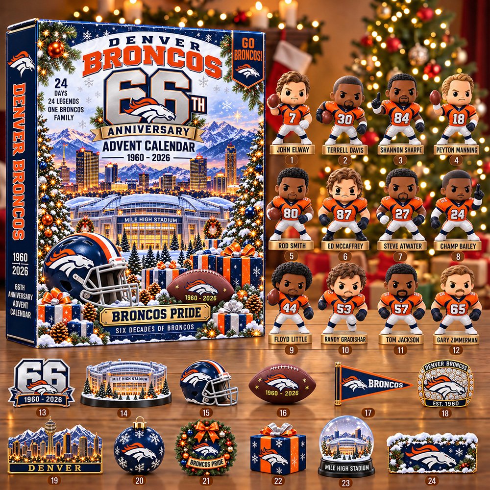 Denver Broncos Football 2026 Anniversary Advent Calendar Christmas Countdown Gift For Fans, 3D Acrylic Collectibles