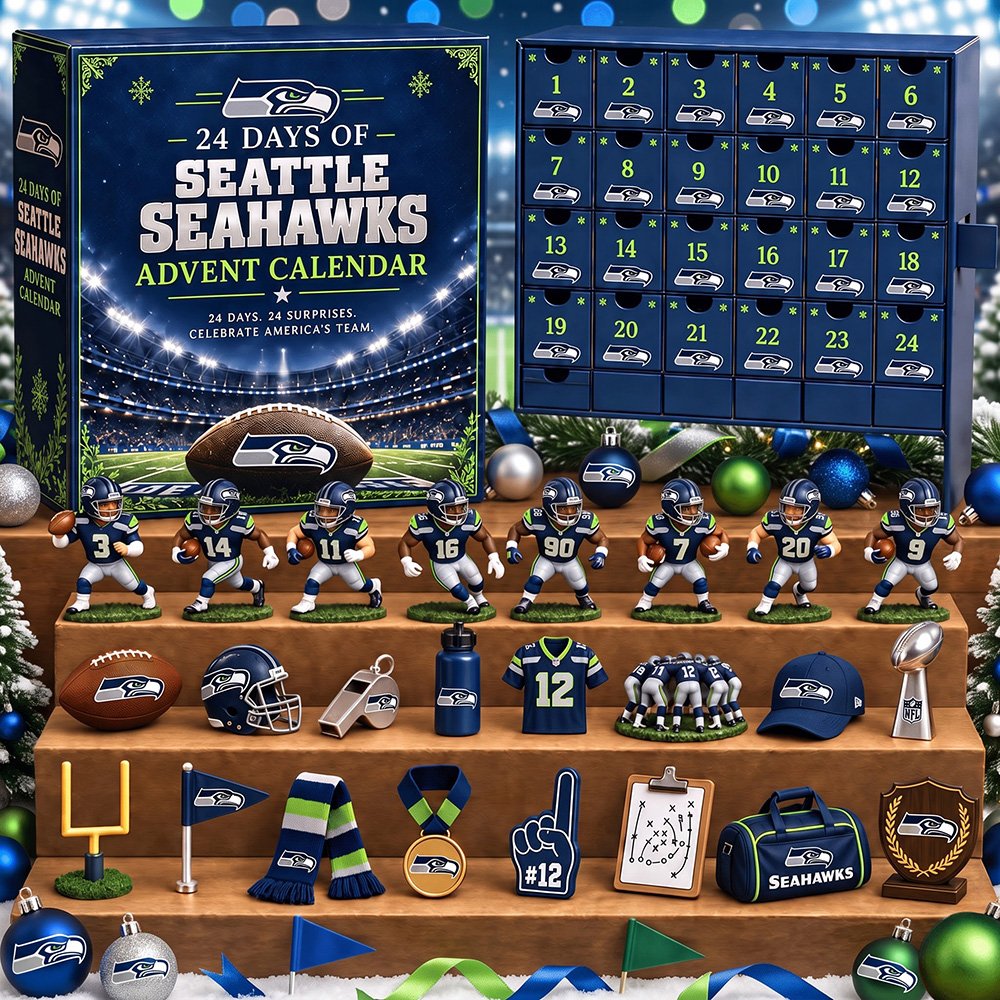 Seattle Seahawks 24 Days Christmas Advent Seahawks Pride Merch Gift For Football Fan, 3D Acrylic Collectibles