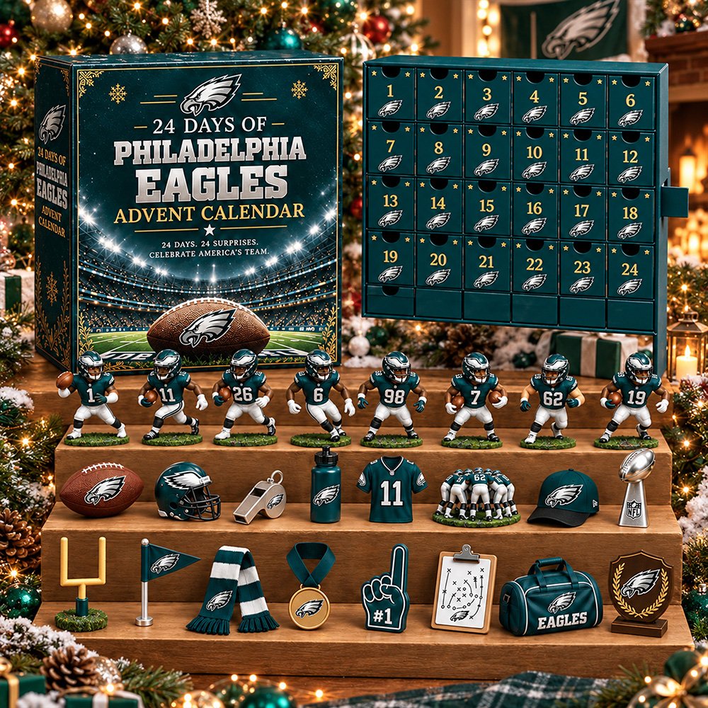 Philadelphia Eagles 24 Days Christmas Advent Eagles Pride Merch Christmas Countdown Gift, 3D Acrylic Collectibles