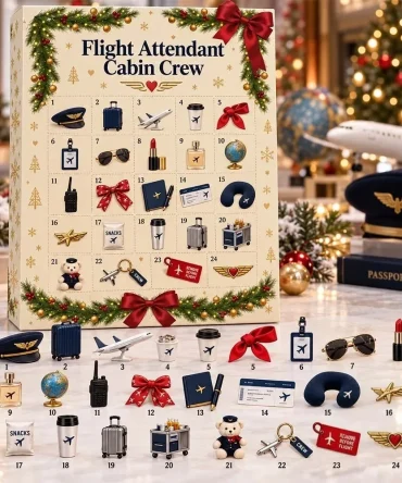 Flight Attendant Cabin Crew Advent Calendar 2026 Christmas Countdown Xmas Gift Ideas, 3D Acrylic Collectibles