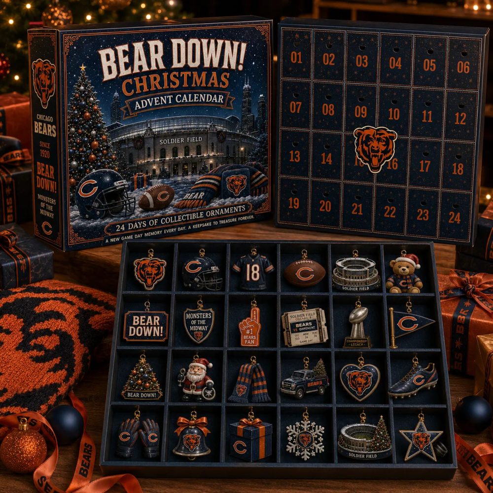 Chicago Football Bear Down Advent Calendar 2026 24 Day Holiday Celebration Gift For Boyfriend, 3D Acrylic Collectibles