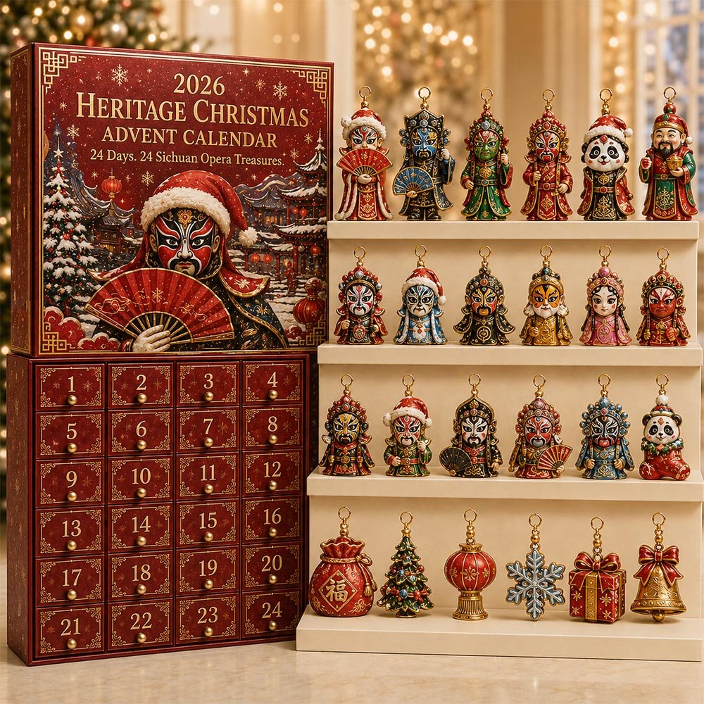 2026 Heritage Christmas Advent Calendar 24 Days Of Sichuan Opera Keepsake Ornaments Decor Gifts, 3D Acrylic Collectibles