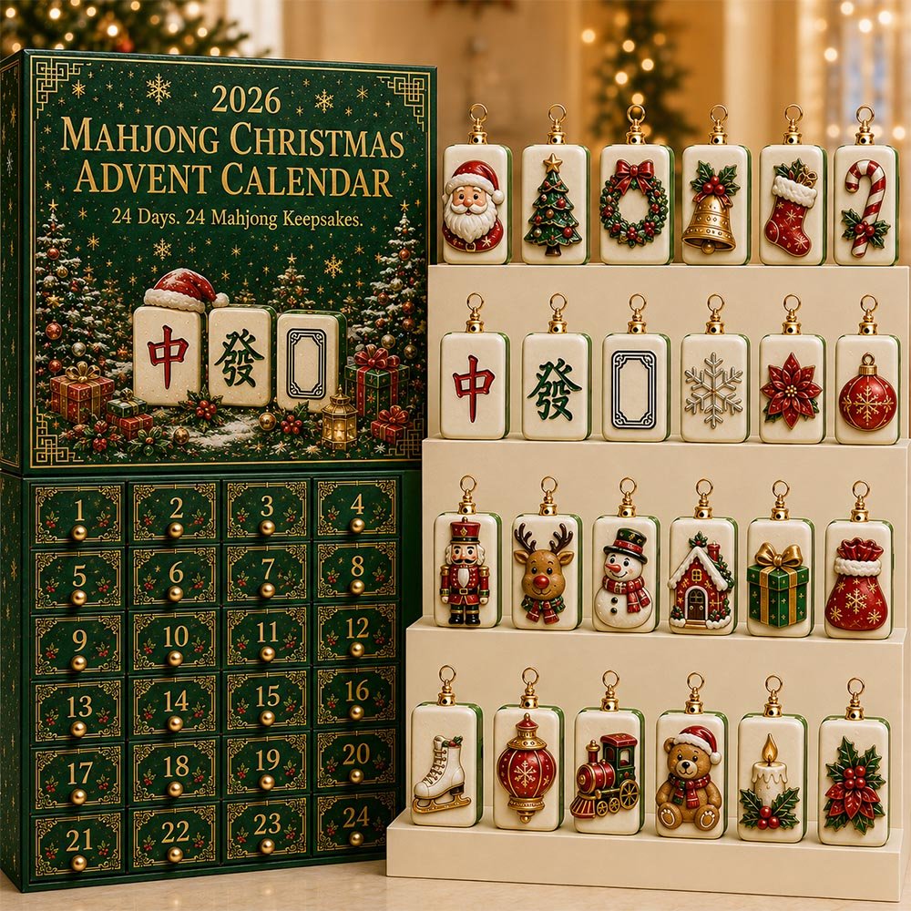 2026 Mahjong Christmas Advent Calendar Mahjong Tile Holiday Countdown Christmas Decor Gifts, 3D Acrylic Collectibles