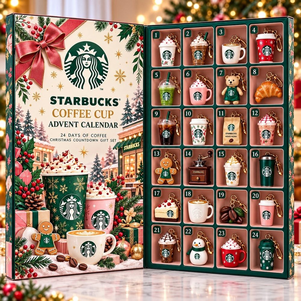 Starbucks Coffee Cup Advent Calendar 24 Days Of Coffee Christmas Countdown Starbucks Lover Gift, 3D Acrylic Collectibles