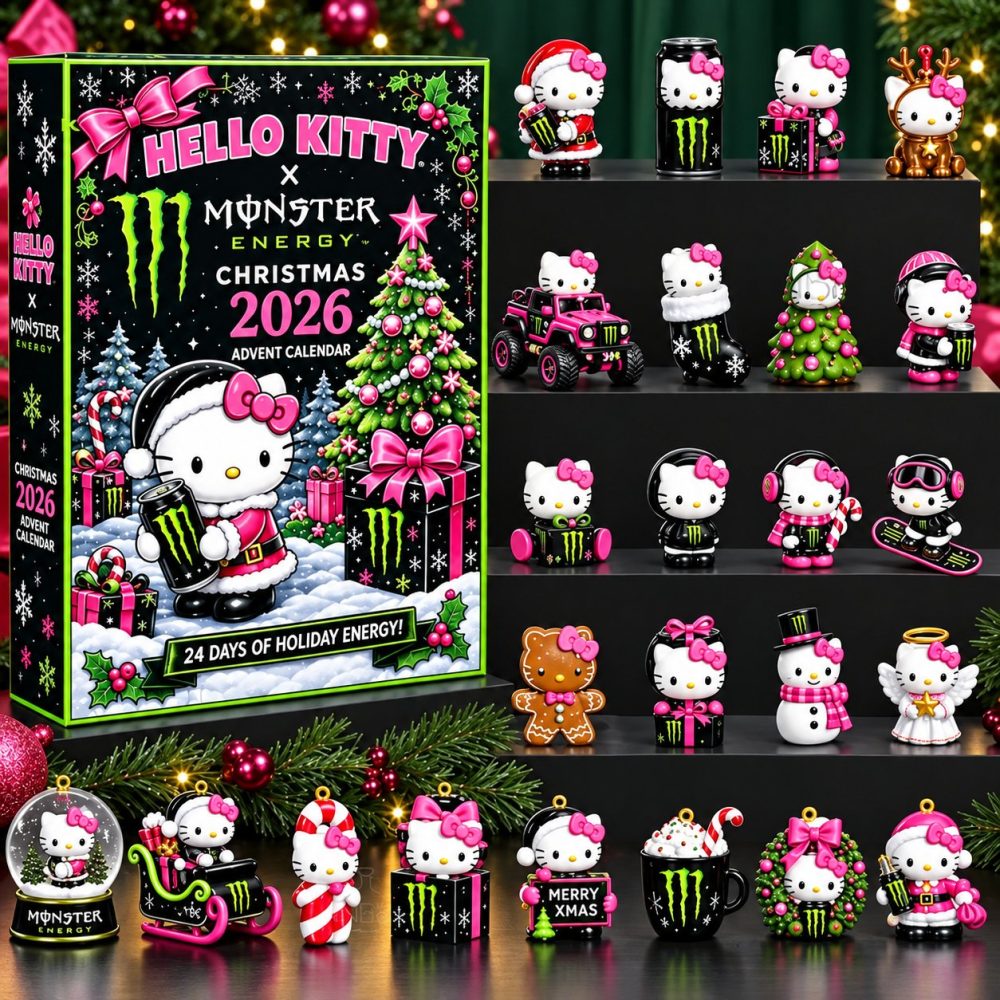 Hello Kitty X Monster Energy Advent Calendar 2026 Christmas Gift For Daughter, 3D Acrylic Collectibles