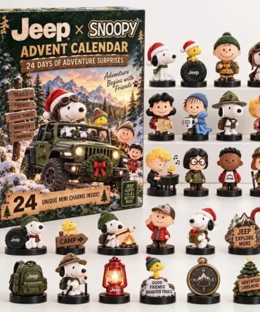 Jeep X Peanuts Snoopy Christmas Advent Calendar 24 Days Of Adventure Xmas Gifts For Snoopy Lover, 3D Acrylic Collectibles