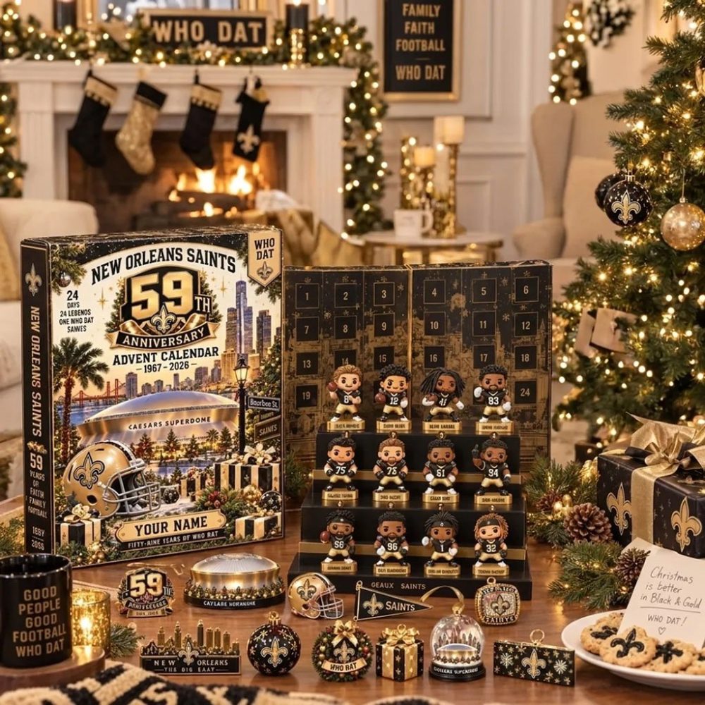 Custom New Orleans Saints 59Th Anniversary Advent Calendar Who Dat Christmas Ornaments