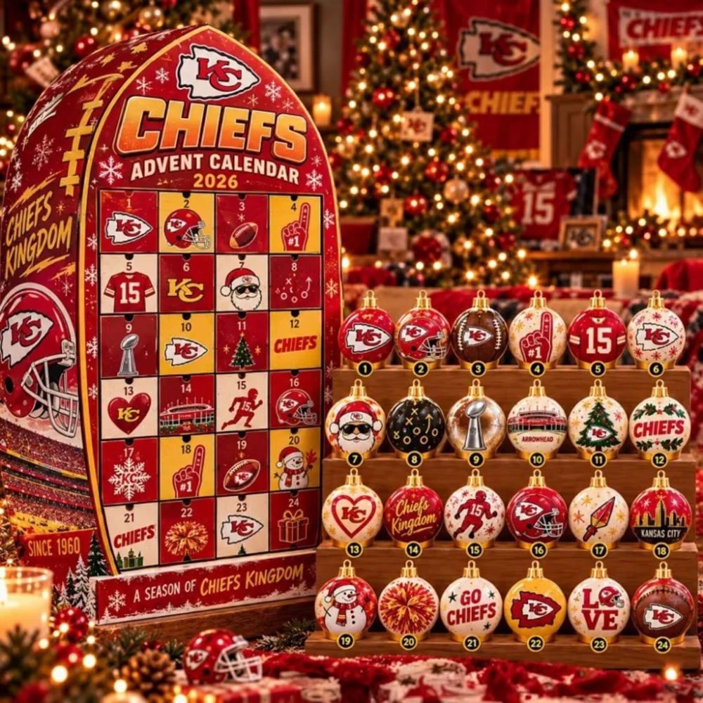 Kansas City Chiefs Advent Calendar 2026 Christmas Countdown 24 Ornaments Chiefs Merch Fan Gift