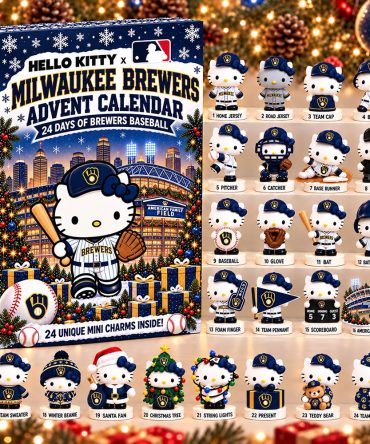 Hello Kitty X Milwaukee Brewers Baseball Advent Calendar 2026 Christmas Countdown Gift For Hello Kitty Fan, 3D Acrylic Collectibles