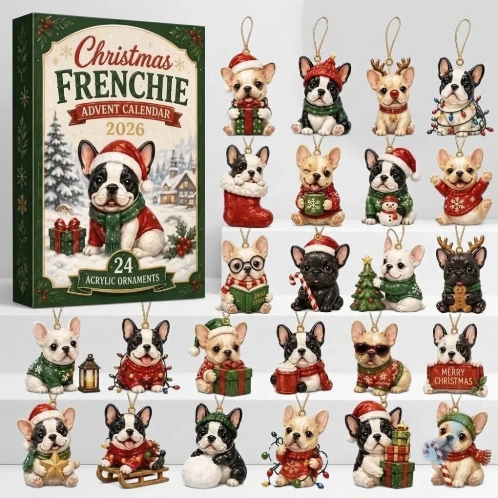 Christmas Frenchie Advent Calendar 2026 French Bulldog Lovers Christmas Tree Ornaments Decor